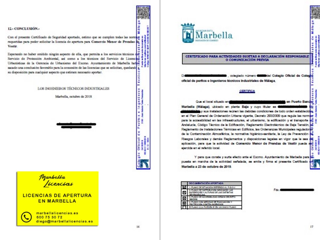 Certificado Licencia Apertura Tienda Ropa Marbella 001